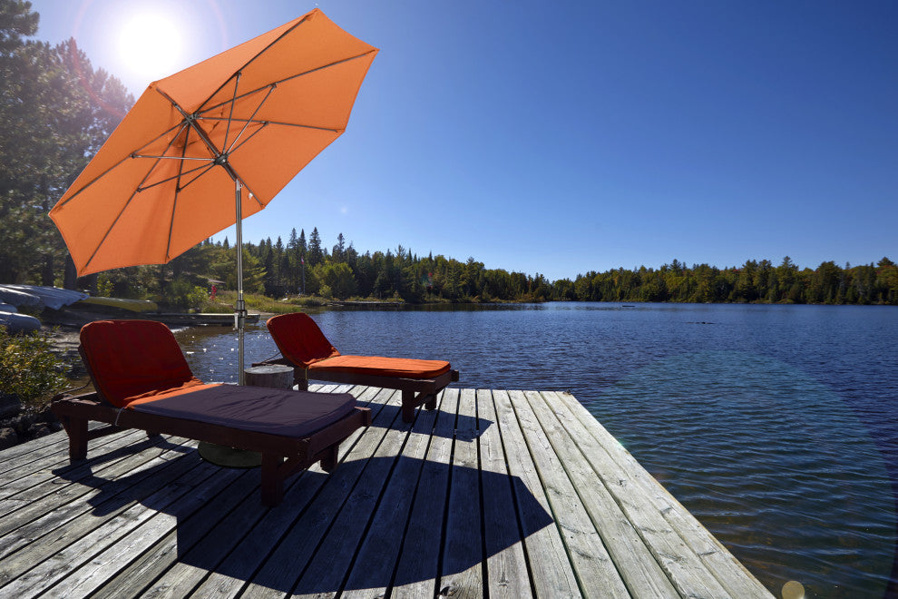 9' Grey Collar Tilt Lift Fiberglass Rib Aluminum Umbrella, Sunbrella, Spectrum Dove