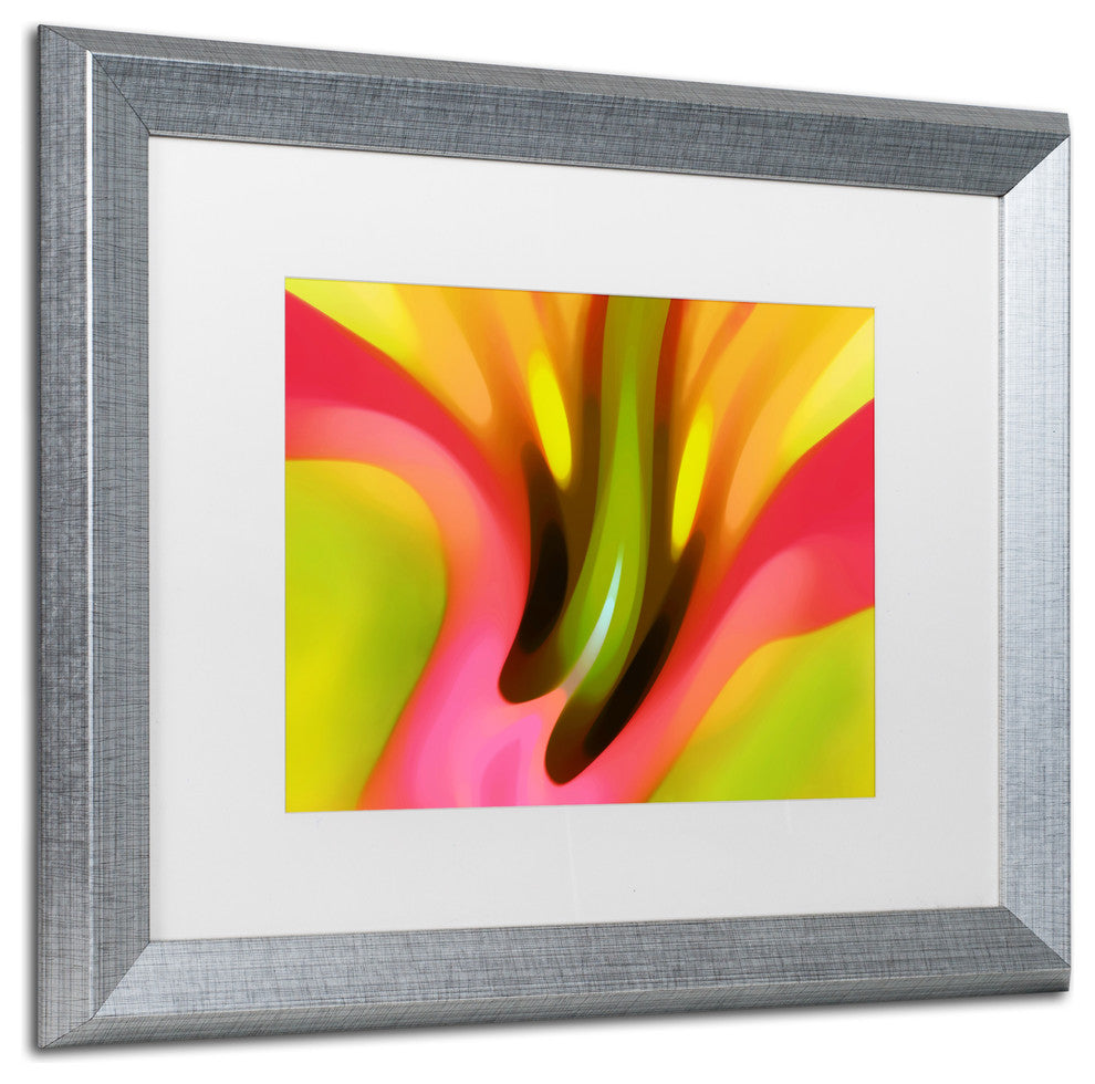 'Pink Lily' Matted Framed Art, Silver Frame, White Matte, 20x16
