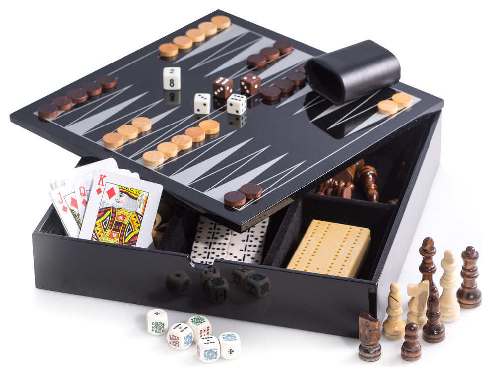 Lacquered Wood Multi Game Set