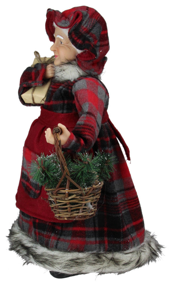 Country Rustic Mrs. Claus in Red Checkered Dress Figure