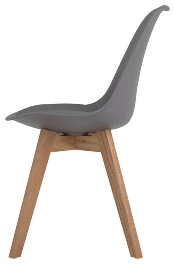 Pemberly Row Faux Leather Upholstered Side Chairs in Gray Finish