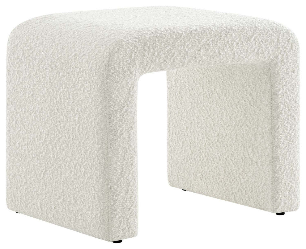 Simba Boucle Fabric Waterfall Stool - Ivory