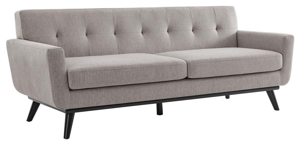 Engage Herringbone Fabric Sofa, Light Gray