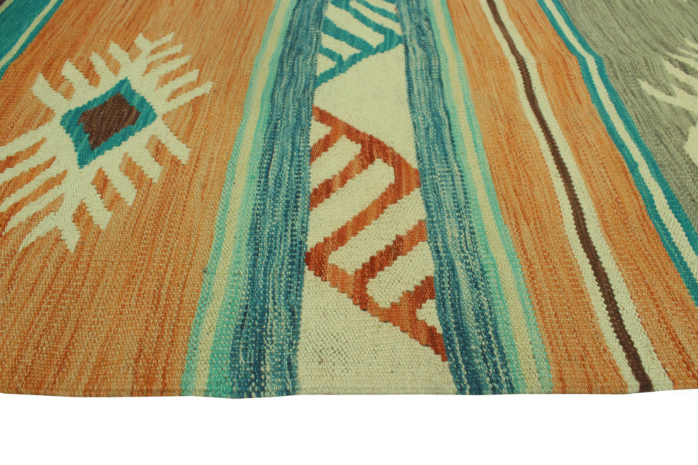 Winchester Kilim Chaimae Orange/Blue Rug, 3'10x6'9