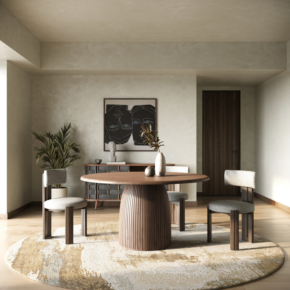 Modrest Sheridan Mid-Century Grey Fabric, Walnut Dining Chair