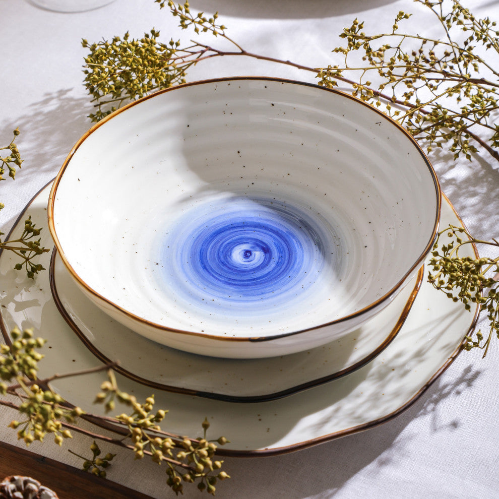 Christian Siriano Luma Porcelain 32 Piece Dinnerware Set, Blue