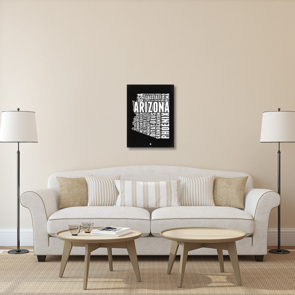 "Arizona Black and White Map" Fine Art Print