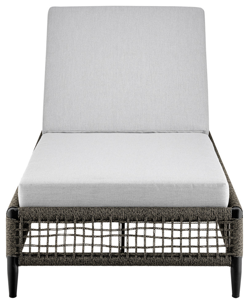 Alegria Outdoor Adjustable Chaise Lounge Chair in Aluminum with Gray Rope