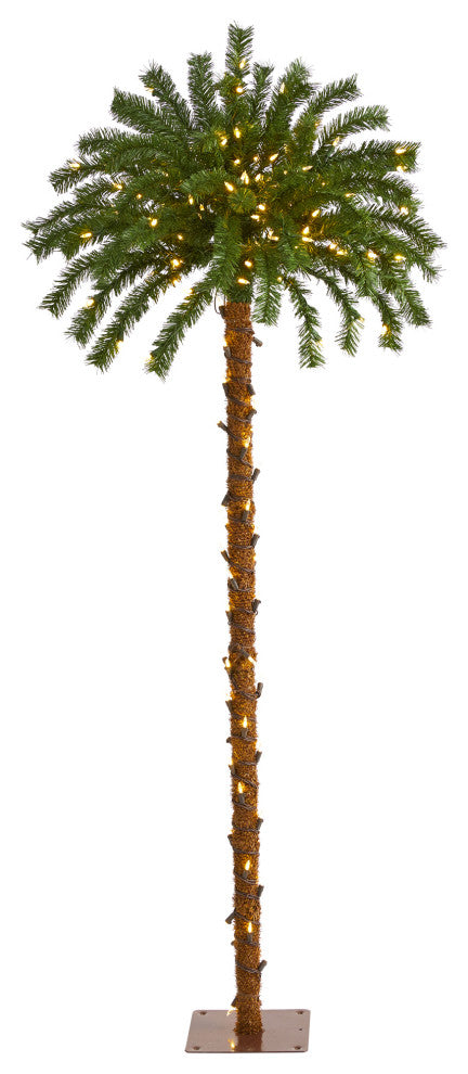 Nearly Natural 5ï¿½ Christmas Palm Artificial Tree with 150 Warm White LED Lights