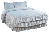 Matte Satin Ruffle 4 Piece Bed Spread Set, Light Blue, King