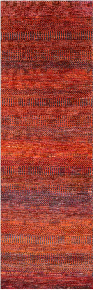 2' 7" X 8' 1" Super Savannah Gabbeh Handmade Wool and Silk Runner Rug Q11907