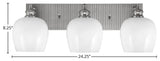 Edge 3-Light Bath Bar, Brushed Nickel Finish, 6" White Marble Glass