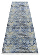 Steel Blue Broken and Erased Silk With Wool Hand Knotted Runner Rug 2'7"x8'3"