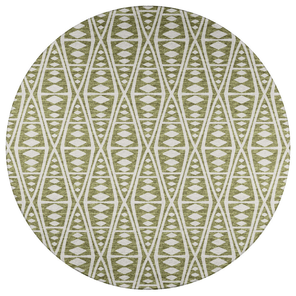 Indoor/Outdoor Sedona SN6 Moss Machine Washable 8' x 8' Round Rug