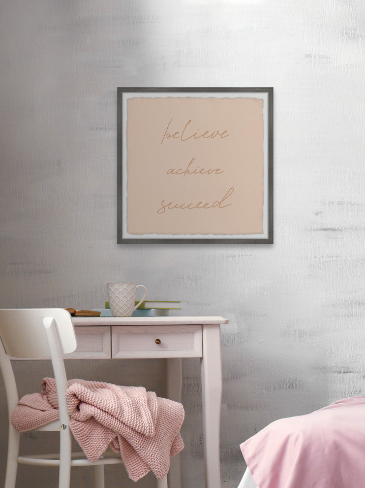 "Believe Achieve Succeed" Framed Painting Print, 12x12