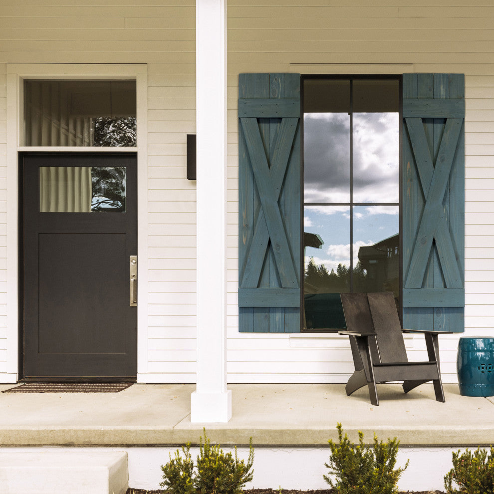 X Board and Batten Exterior Shutters Pair, Whitewash, 42"