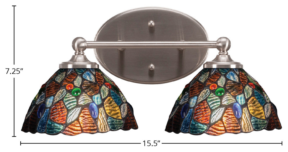 Capri 2-Light Bath Bar, Brushed Nickel/Blue Mosaic Art