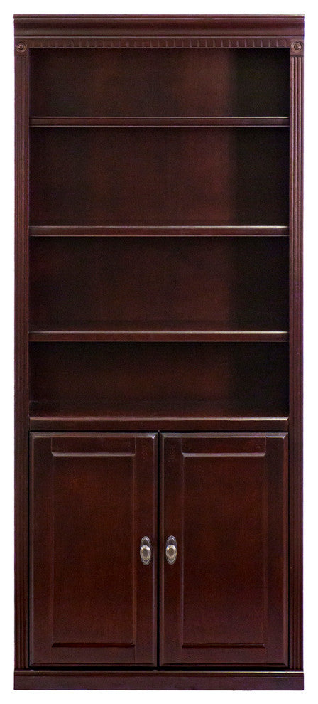 Huntington Club Wood Bookcase With Doors, Storage Cabinet, Office Shelves