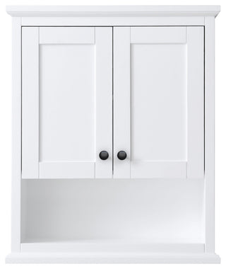 Avery Over-the-Toilet Wall-Mounted Storage Cabinet, White With Black Trim