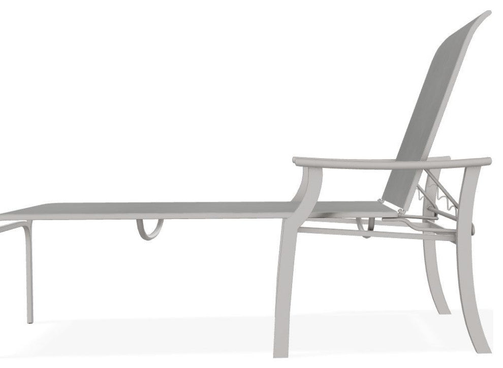 St. Catherine Sling 4-Position Outdoor Chaise Lounge, Alloy/Warm Gray