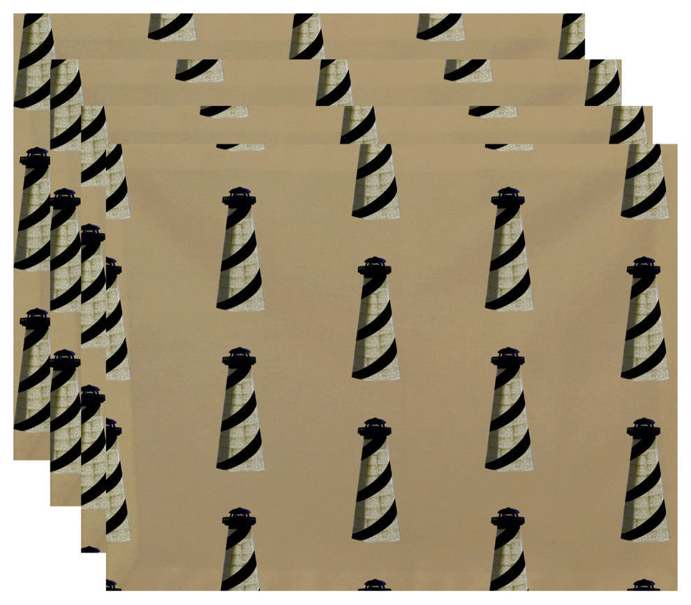 18"x14" Beacon, Geometric Print Placemat, Taupe And Beige, Set of 4
