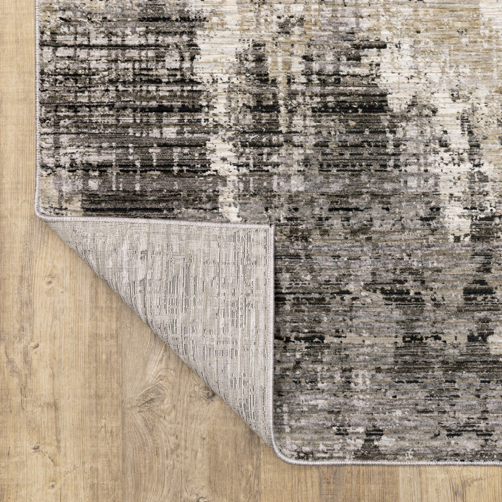 Noble Abstract Etchings Grey/ Beige Indoor Area Rug, Grey, 2'3"x7'6"