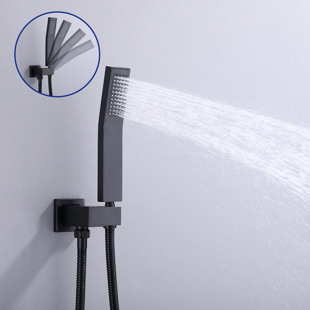 10" Rain Shower System Mixer Handheld Shower 4Pcs Massage Jets, Matte Black