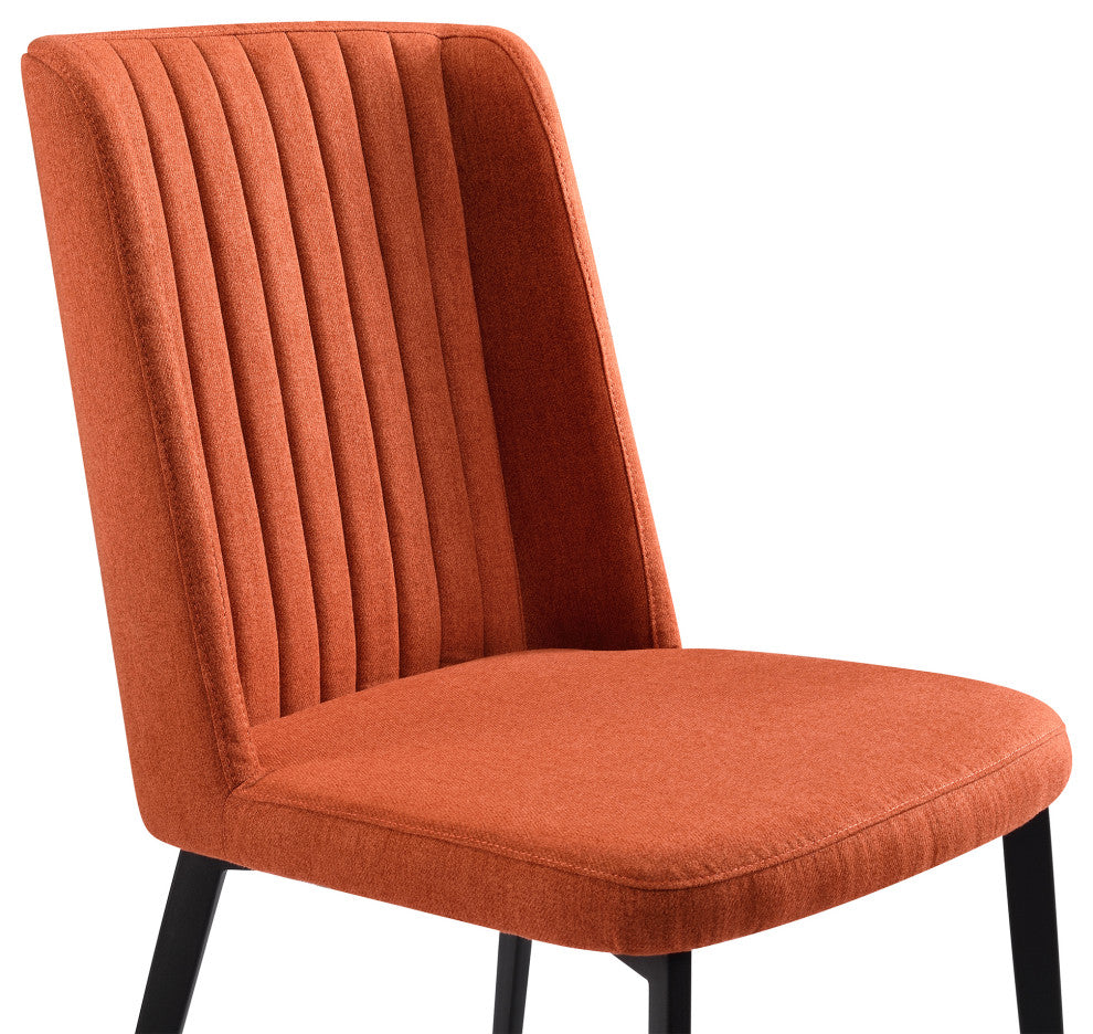 Maine Dining Chair, Matte Black Finish and Gray Fabric, Set of 2, Orange