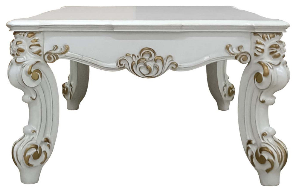 Rectangular Wooden Coffee Table, Antique Pearl
