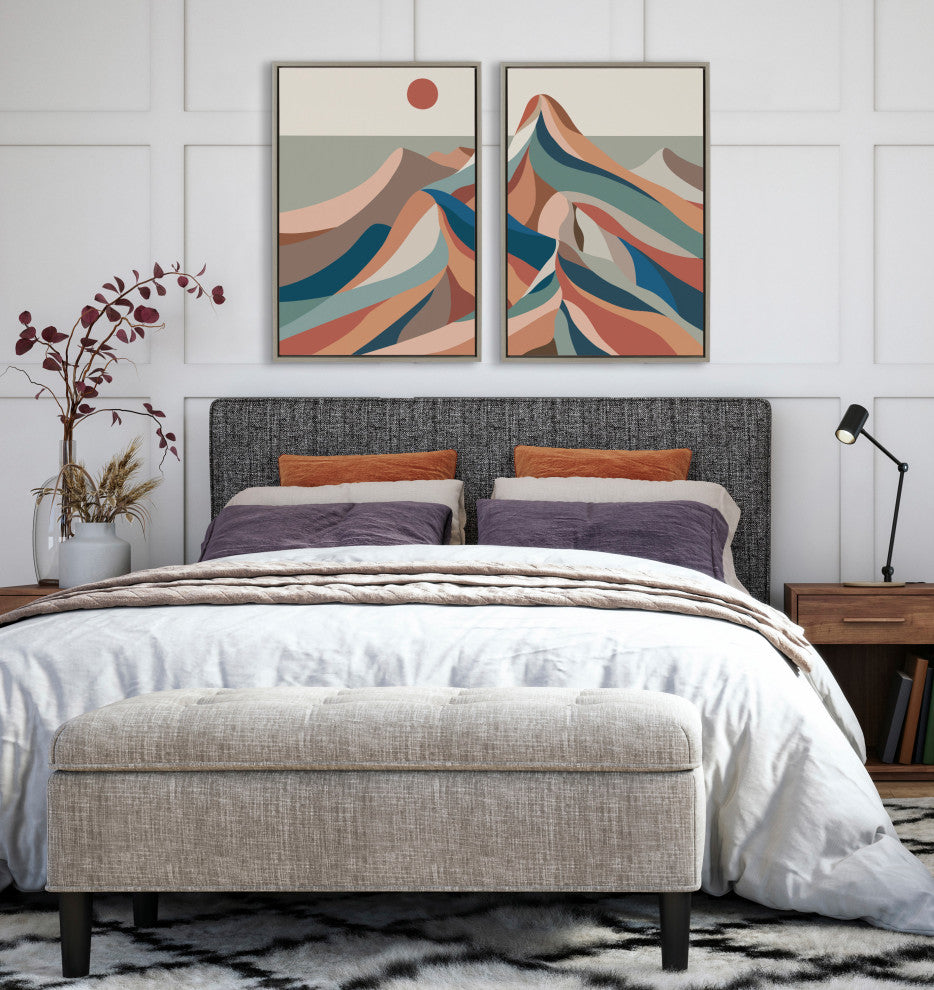 Sylvie MCM Mountains Blue Framed Canvas by Rachel Lee, Gray 2 Piece 23x33