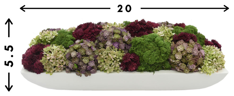 Creative Displays Arrangement With Colorful Sedum and Moss, Fiberstone Planter
