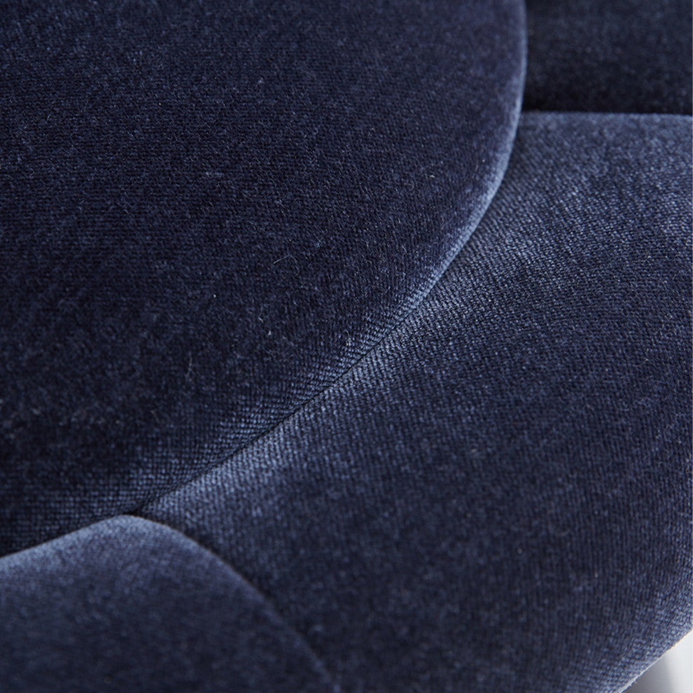 Set of 2 Blooming Flower Chenille Bar Stools, Darkblue