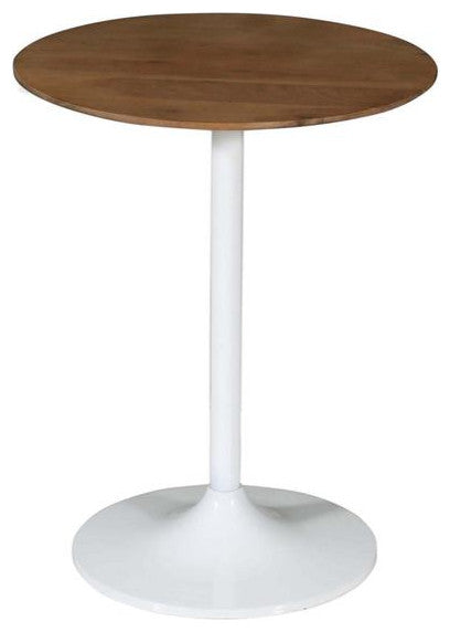 Remy Solid Wood and Iron Modern Pedestal Accent Tables (Set of 2) - White