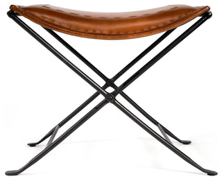Butler Melton Brown Leather Stool, Medium Brown