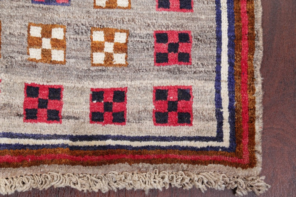 Consigned, Oriental Gabbeh Persian Design Hand-Knotted Area Rug, Gray, 5'0"X3'3"