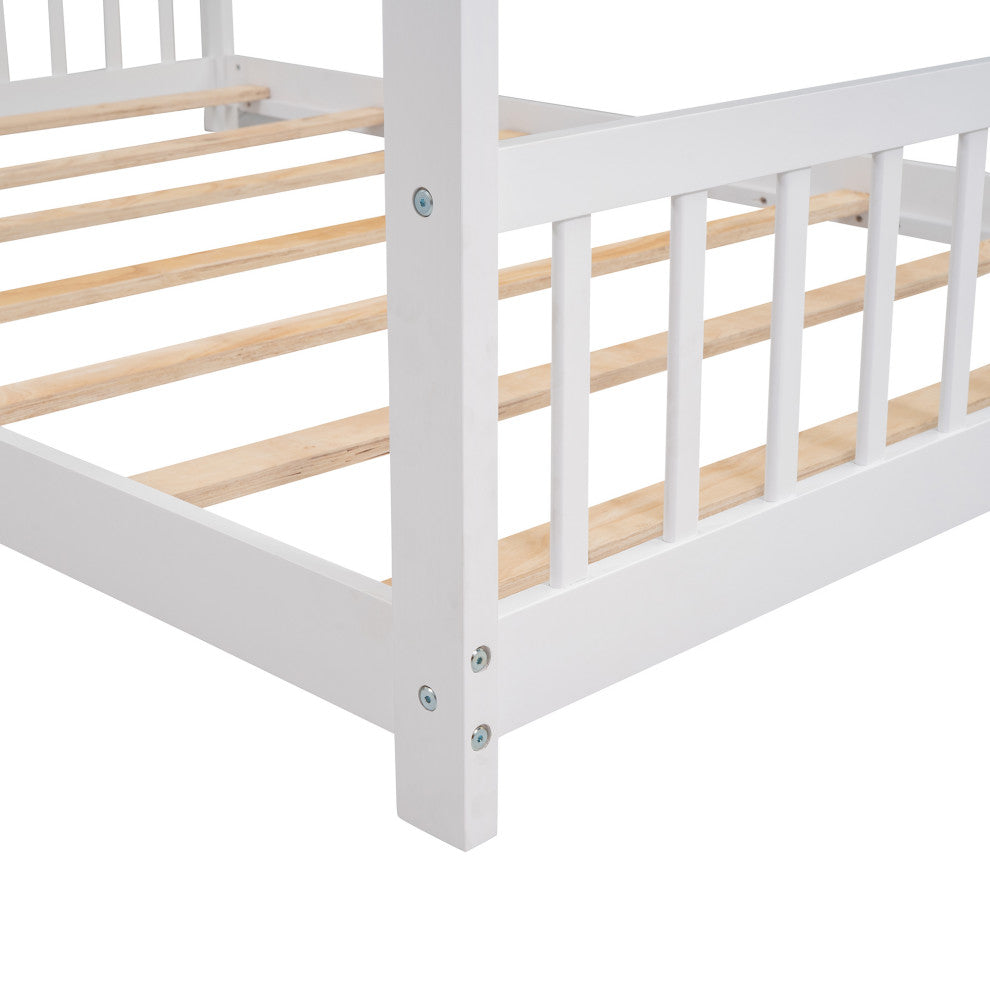 Gewnee Full Size House Bed Wood Bed in White