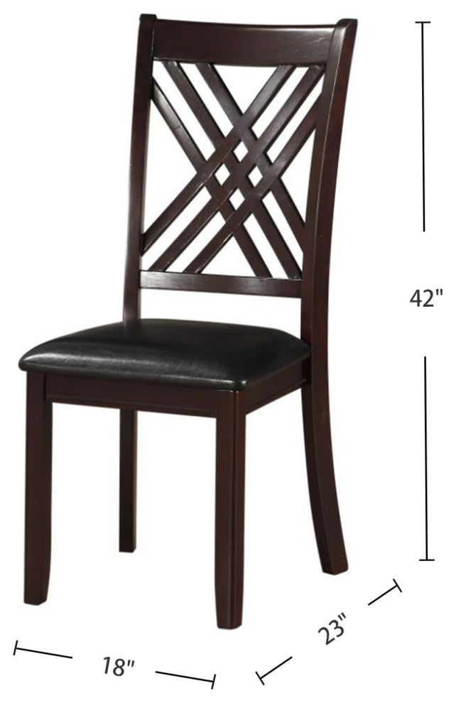 Set of 2 PU Upholstered Side Chair, Black/Espresso Finish