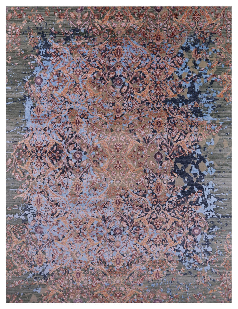 Modern Wool & Silk Hand Knotted Rug 8' 11" X 12' 0" - Q13505