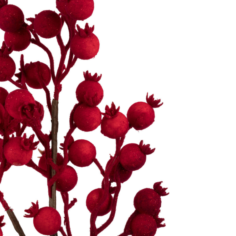 Vickerman L183304 22" Red Flock Berry Outdoor Artificial Christmas Spray