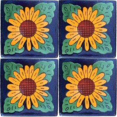 6x6 4 pcs Sunflower Talavera Mexican Tile II