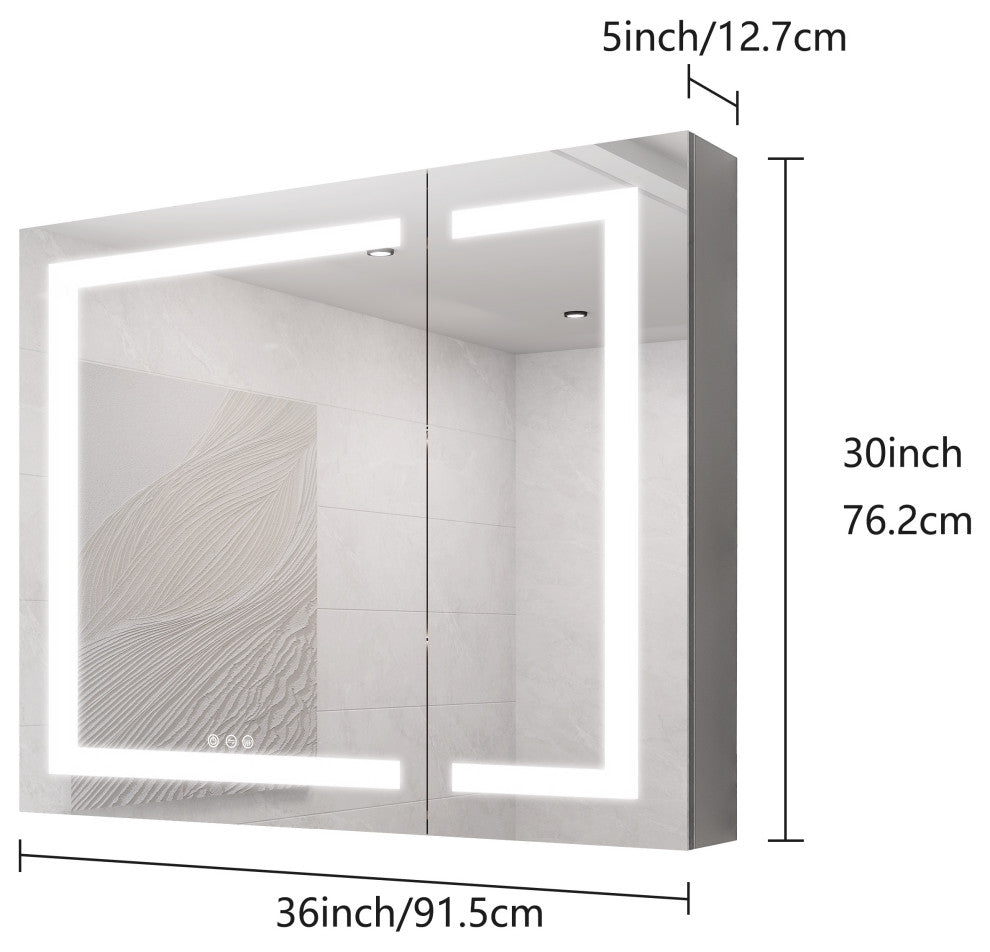 Aluminum Surface/Recessed Mount Medicine Cabinet with Mirror and Lights