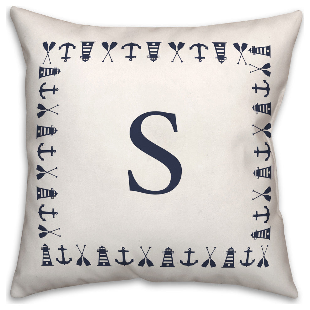 Nautical Monogram - S 18x18 Indoor / Outdoor Pillow