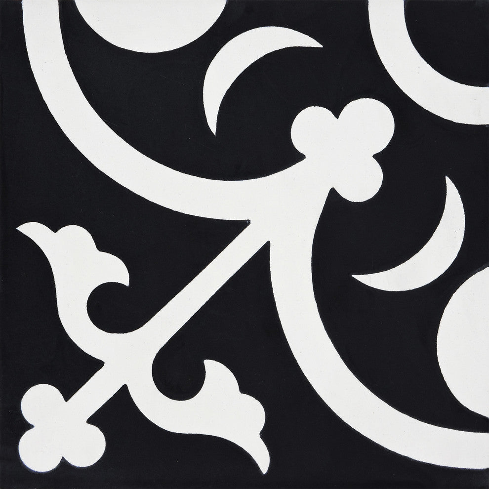 Nador Handmade Cement Tile, Black/White, Sample