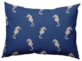 Sea Horses Polyester Indoor Pillow, Nautical Navy, 14"x20"
