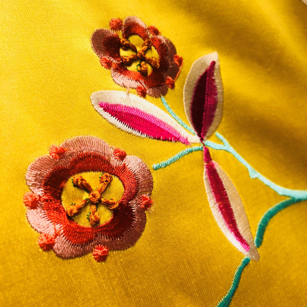 Plutus Heavenly Peonies Yellow Floral Luxury Throw Pillow, Double Sided  22"x2"
