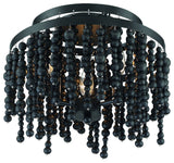 Poppy 3 Light Ceiling Mount in Matte Black with Black Wood Beads