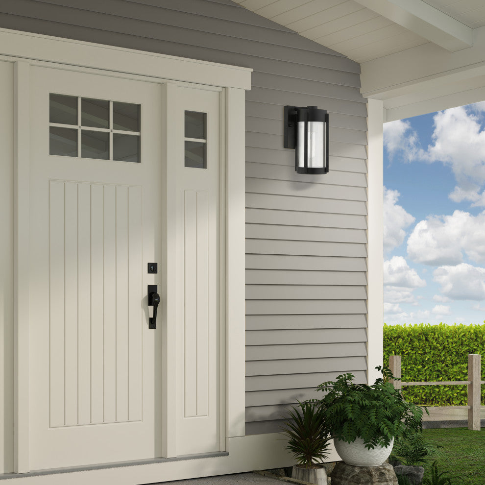 Livex Sheridan 1 Light Black/Brushed Nickel Candles Small Outdoor Wall Lantern