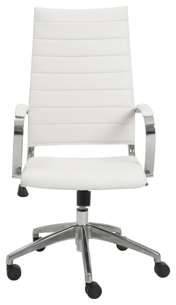 Axel High Back Office Chair, White With Aluminum Base