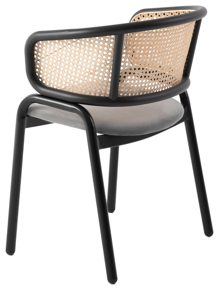 LeisureMod Ervilla Modern Dining Chair With Stainless Steel Legs, Grey