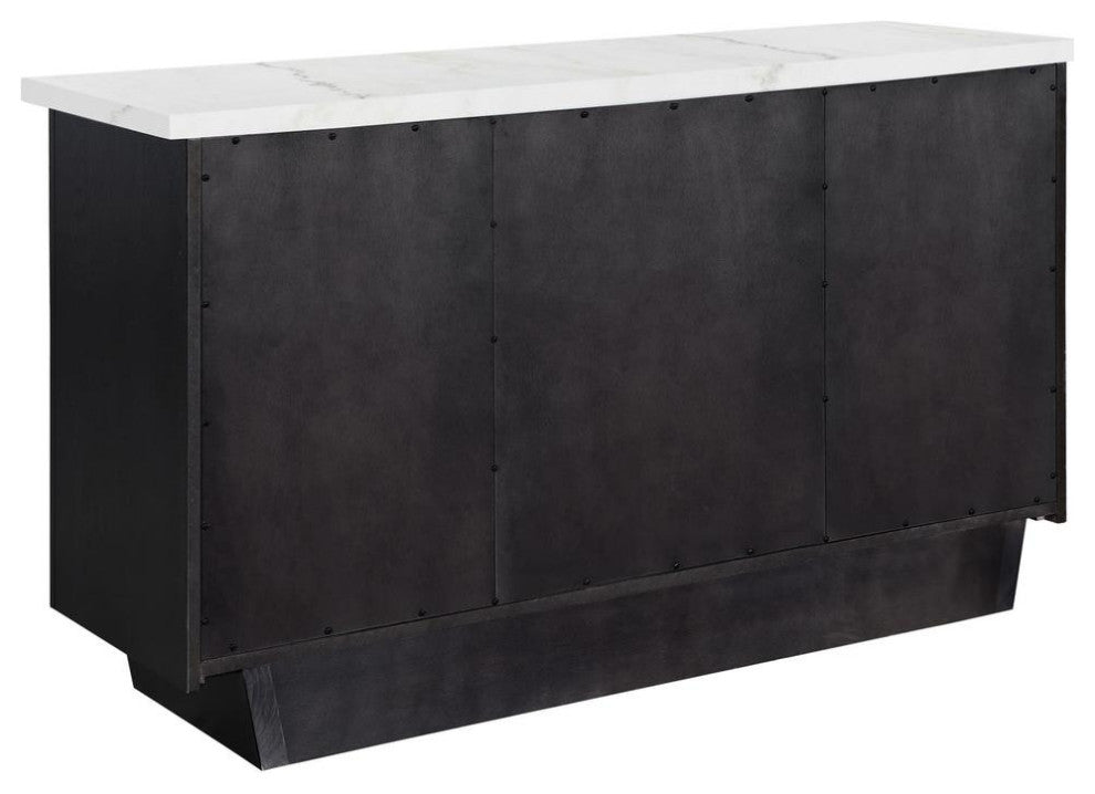 Sherry 3-drawer Marble Top Dining Sideboard Server White and Rustic Espresso